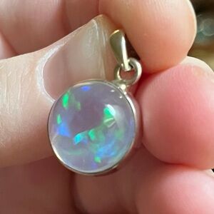 Sterling silver opal bubble pendant